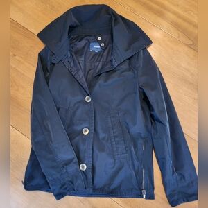 Faconnable Womens Black Navy Lined Button Jacket Short Trench Small